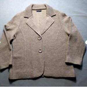 Jane Ashley Cardigan Sweater Women Size XL Wool Blend Brown Long Two Buttons
